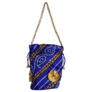 Set of 2 Potli Bags For Return Gifts – Blue and Yellow