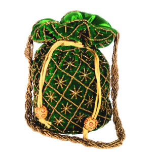 Glamorous Green Velvet Potli Bag For Party