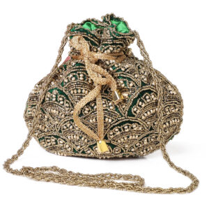 Women’s Embellished Potli Bag For Wedding, Green