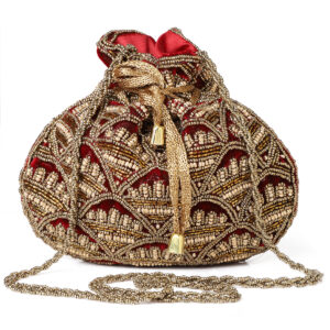 Women’s Embellished Potli Bag For Wedding, Maroon