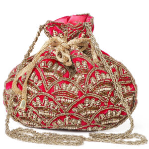 Women’s Embellished Potli Bag For Wedding, Pink