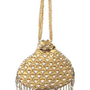 Women’s Stylish Velvet Potli Bag For Wedding, Golden