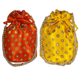 Combo of 2 Potli Bags For Return Gifts – Yellow and Orange