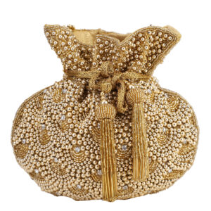 Women’s Embellished Bridal Golden Potli Clutch