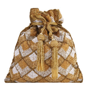 Women’s Designer Bridal Potli Bag Clutch, Golden