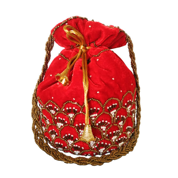 women's red potli bag for wedding